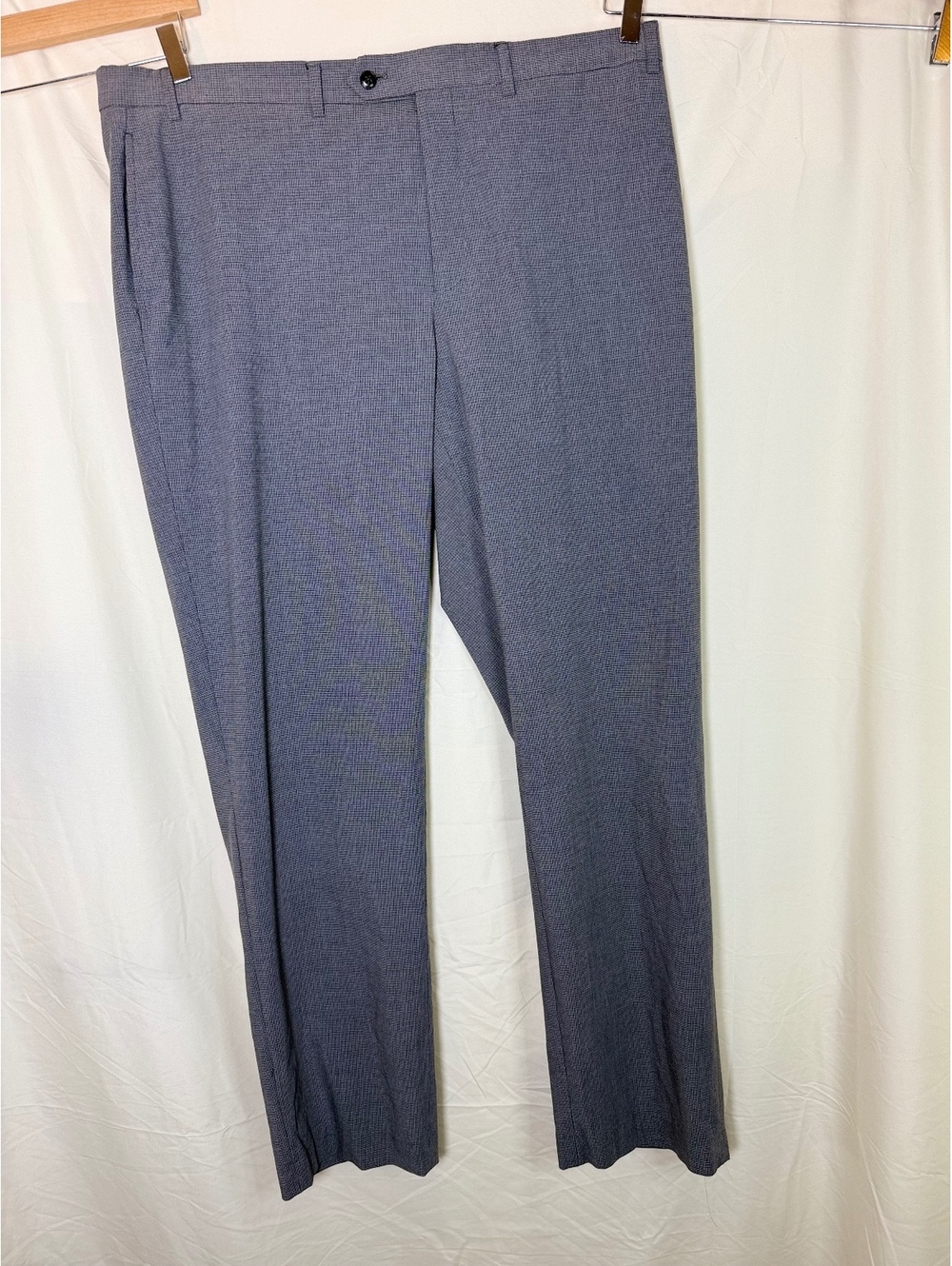 Michael Kors Gray Microcheck Stretch Dress Pants 42x32 Flat Front